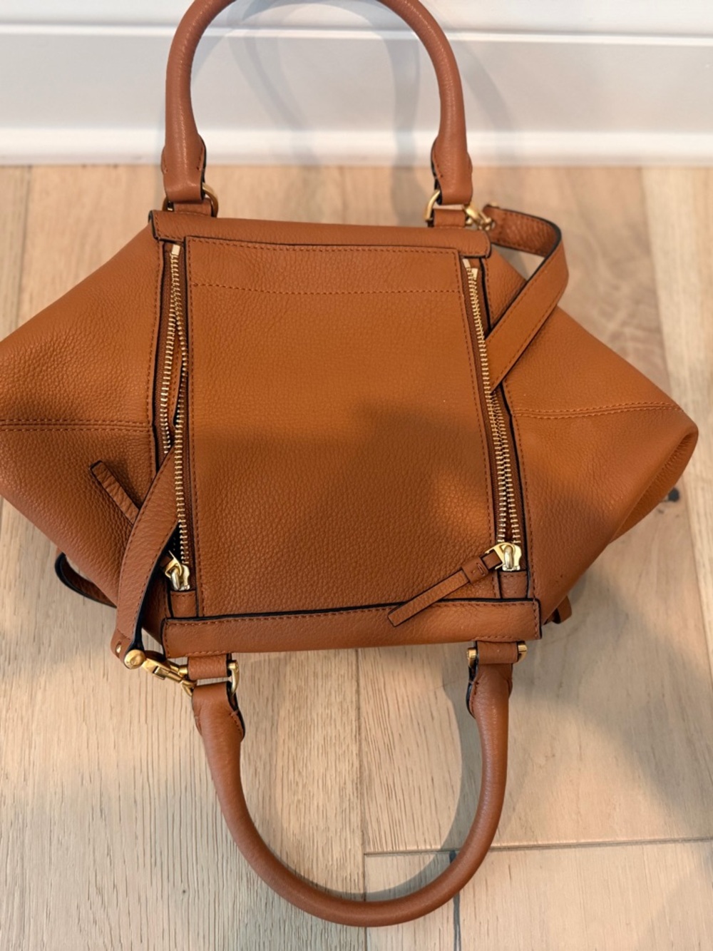 Tory Burch Cognac Leather Half Moon Satchel with Gold Hardware - Picture 3 of 7